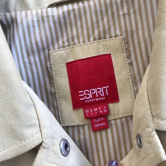 2/25 Esprit ❤️ Vintage Jacket Coat Suede Like Camel Shacket - Picture 4 of 5